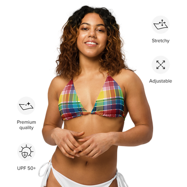 Virgin Islands Madras recycled string bikini top